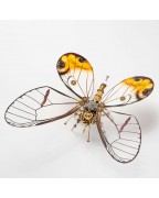 Mechanical Yellow White Crystal Butterfly